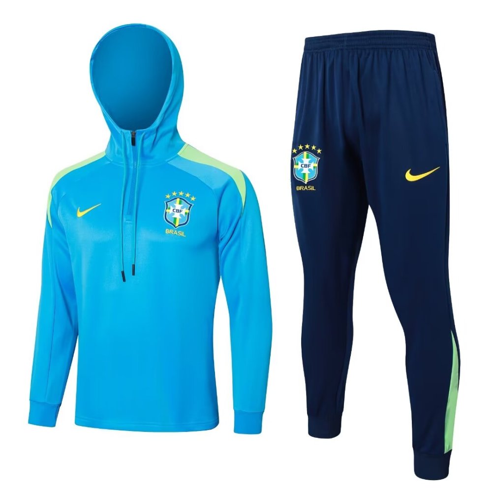 2024/2025 Brazil Lake Blue Hat Long Sleeve Training Suit kit