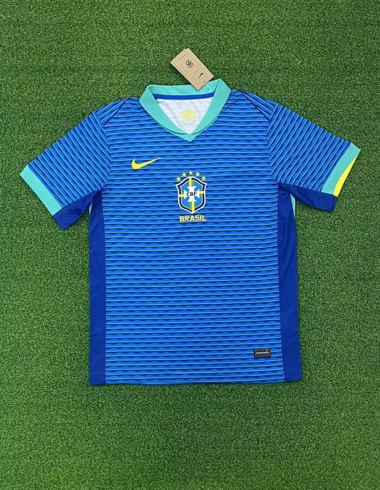 1:1 copy top quality 2024/2025 Brazil Away blue black yellow Fan Edition football Jersey