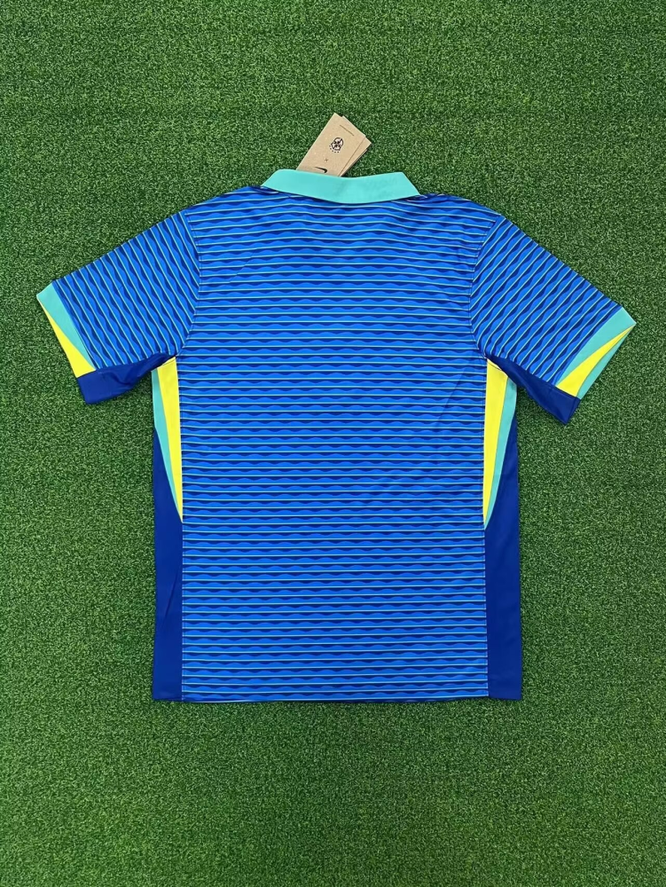 1:1 copy top quality 2024/2025 Brazil Away blue black yellow Fan Edition football Jersey