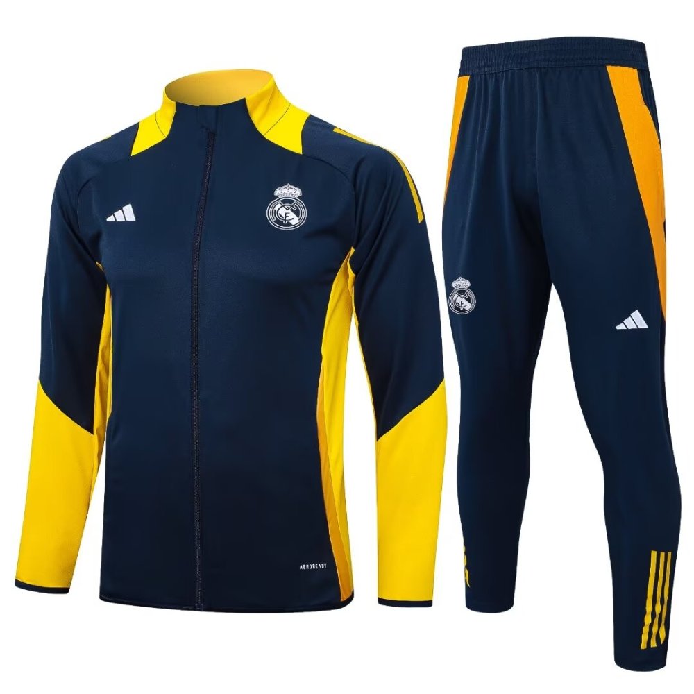 2024/2025 Real Madrid Black Yellow  Long Sleeve Jacket Kit