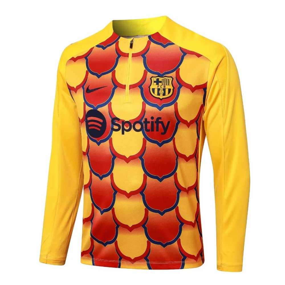2024/2025 Barcelona Yellow Inkjet Long Sleeve Training Suit kit