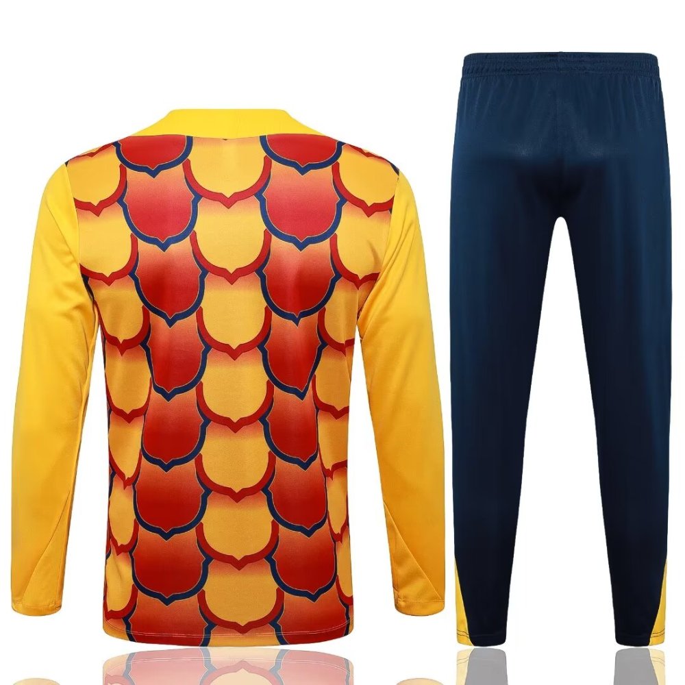 2024/2025 Barcelona Yellow Inkjet Long Sleeve Training Suit kit