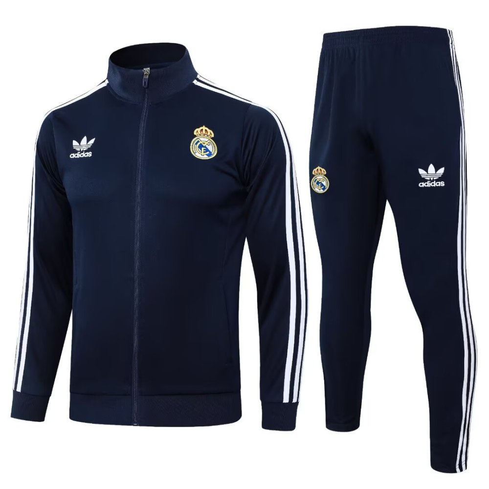 2024/2025 Real Madrid Dark Blue Long Sleeve Jacket Kit