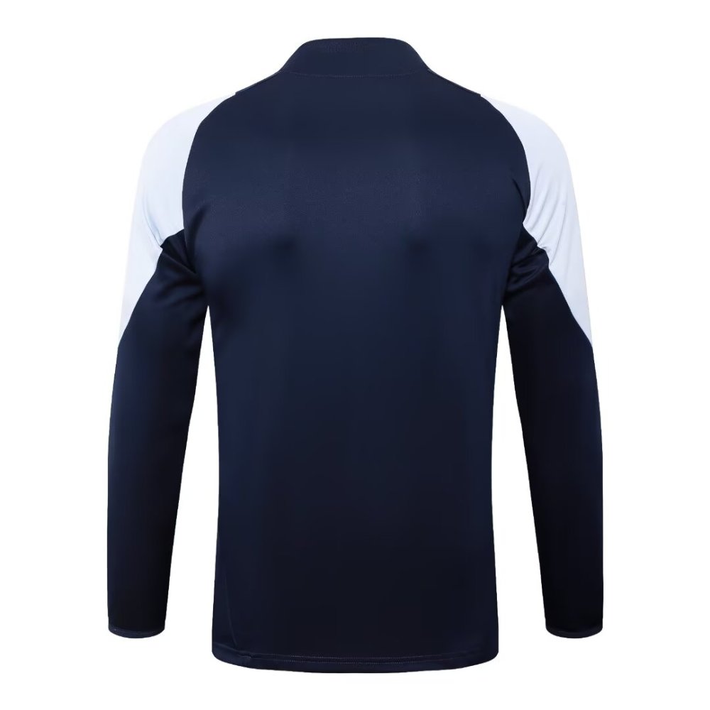 2024/2025 Real Madrid Dark Blue and White Long Sleeve Training Suit Kit