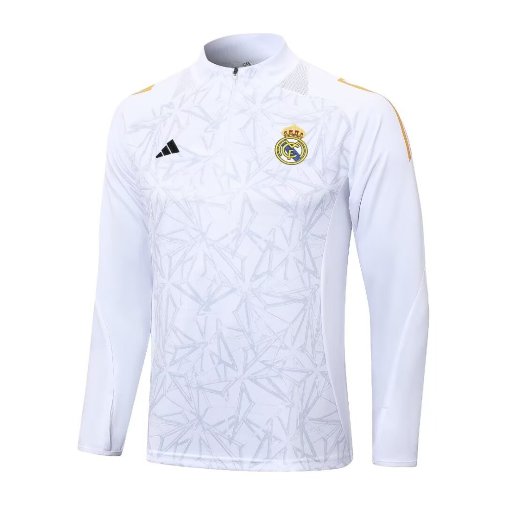 2024/2025 Real Madrid White Inkjet Long Sleeve Training Suit Kit
