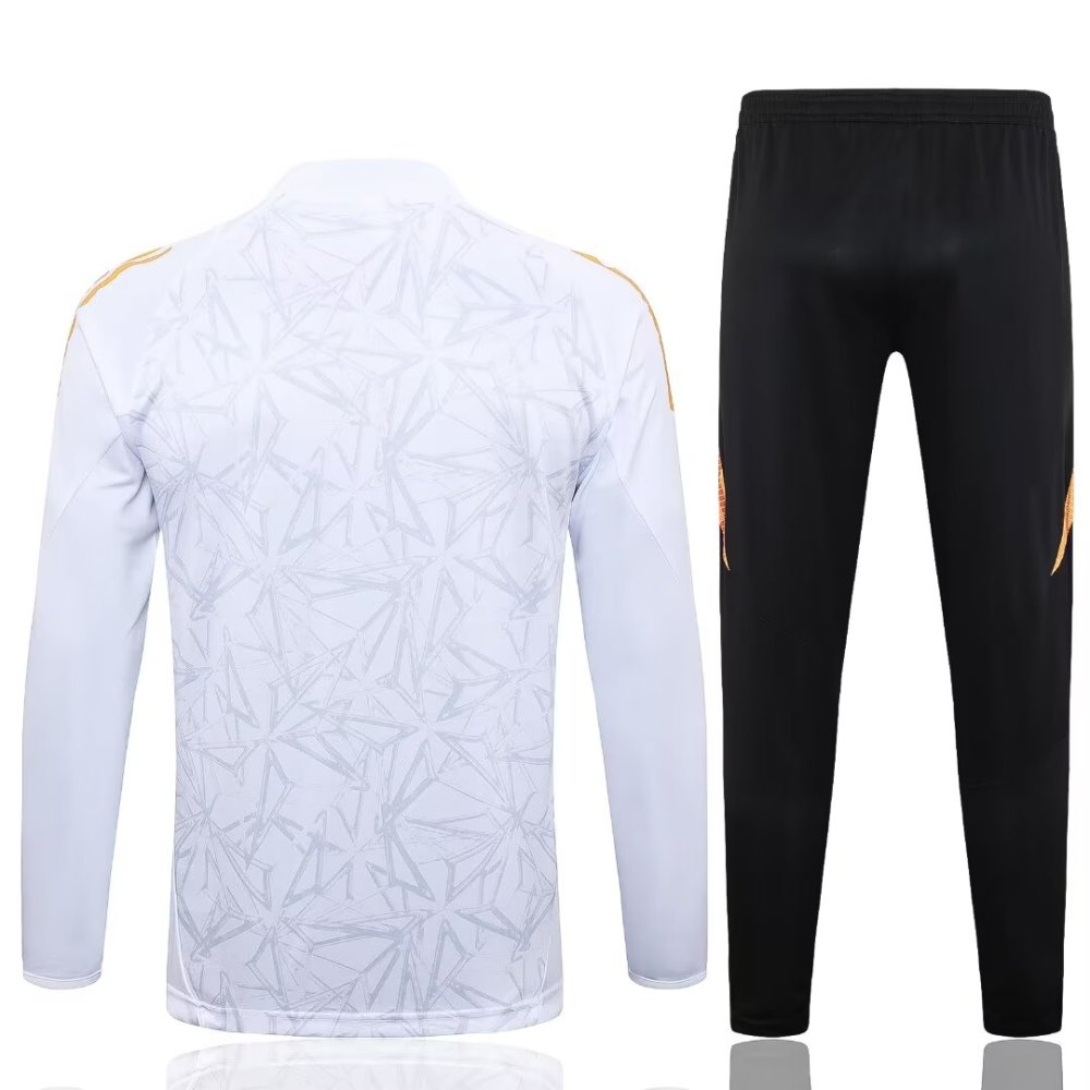 2024/2025 Real Madrid White Inkjet Long Sleeve Training Suit Kit