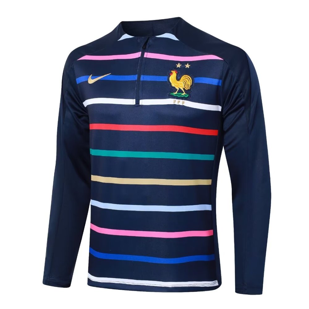 2024/2025 France Blue Stripe Long Sleeve Training Suit kit