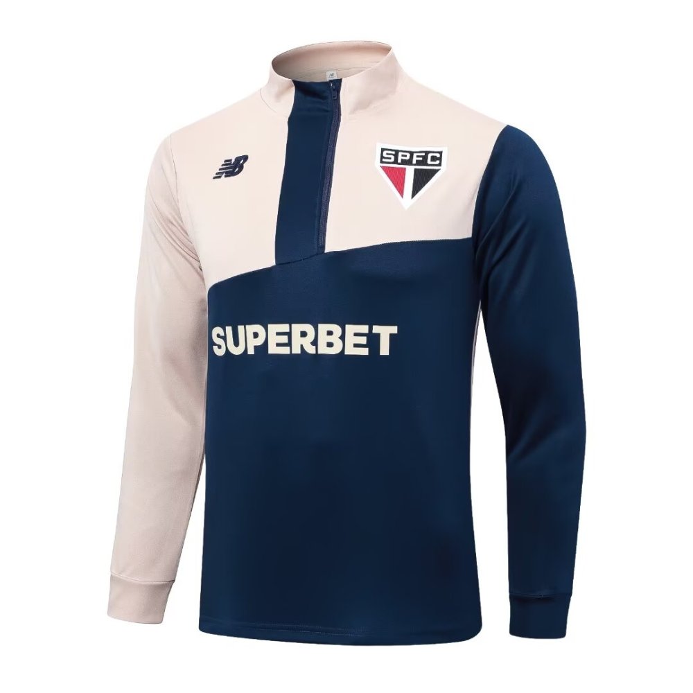 2024/2025 Sao Paulo Dark Blue Mud Yellow Long Sleeve Training Suit Kit