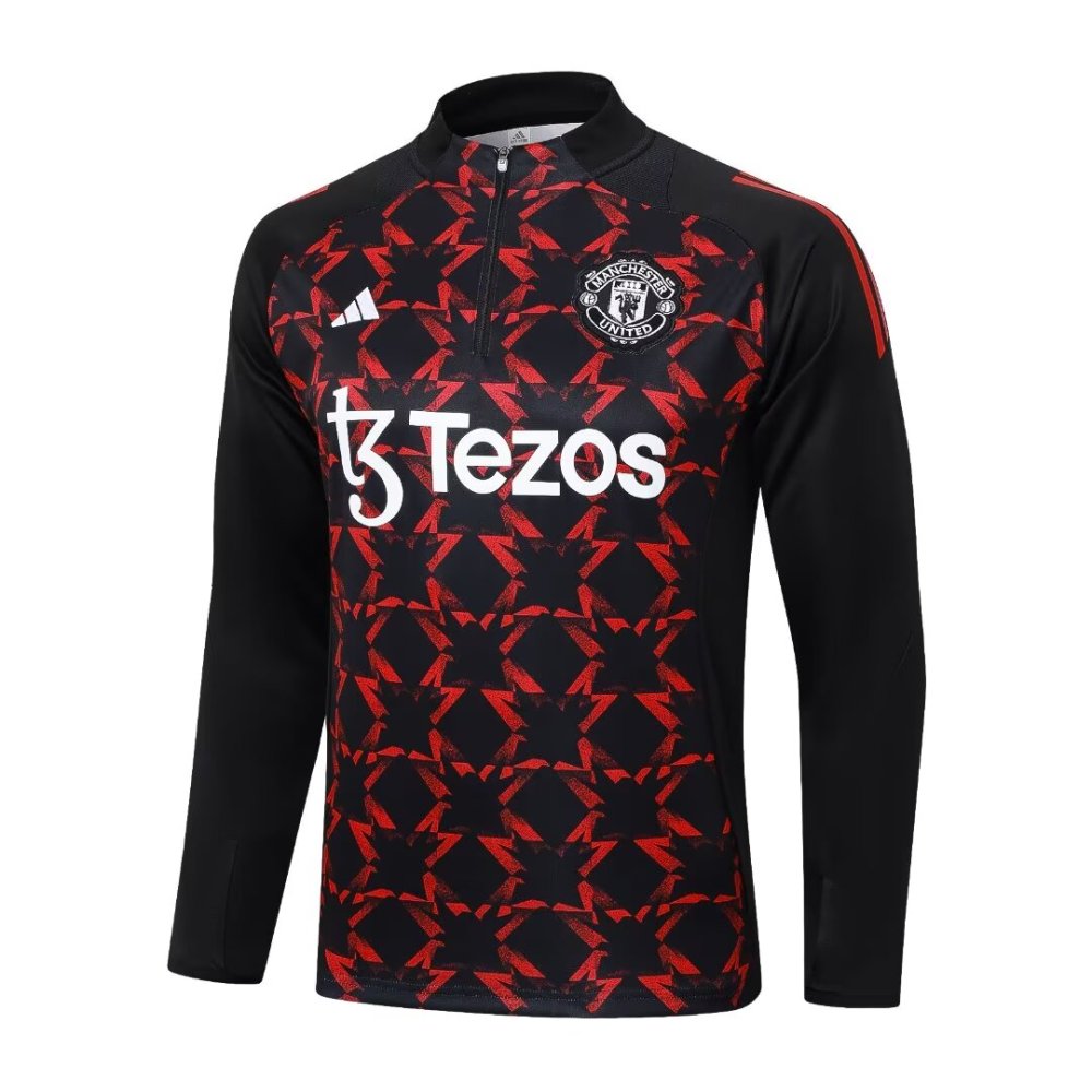 2024/2025 Manchester United Black and Red Long Sleeve Training Suit Kit