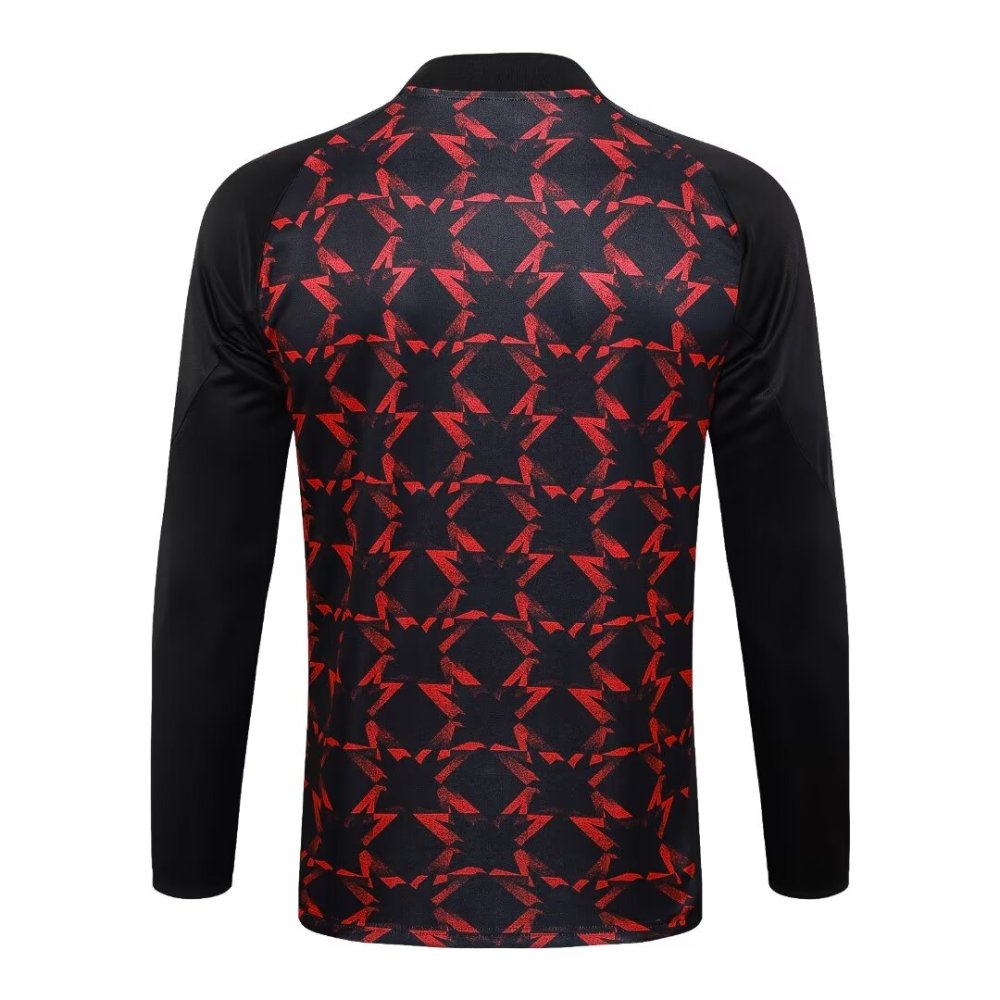 2024/2025 Manchester United Black and Red Long Sleeve Training Suit Kit