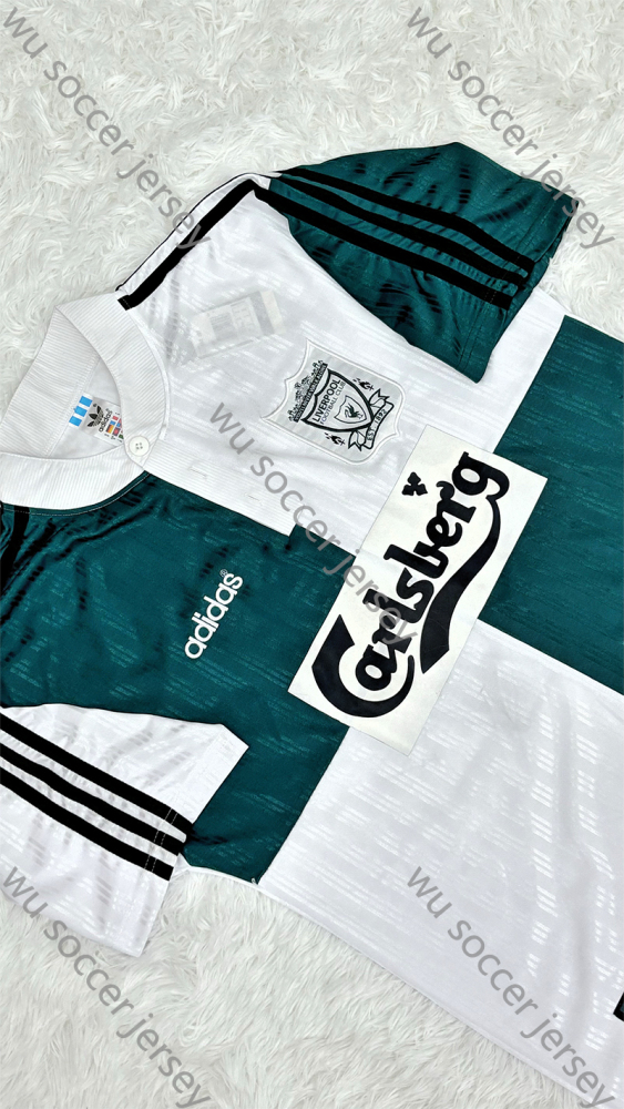 1:1 top quality 1995/1996 Liverpool Retro Away white green black Soccer Jersey
