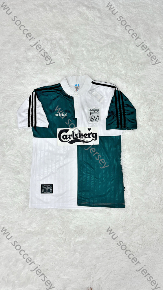 1:1 top quality 1995/1996 Liverpool Retro Away white green black Soccer Jersey