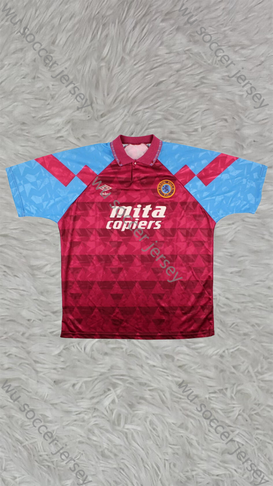 1:1 copy top quality （S-2XL） 1990/1992 Aston Villa home Retro football jersey