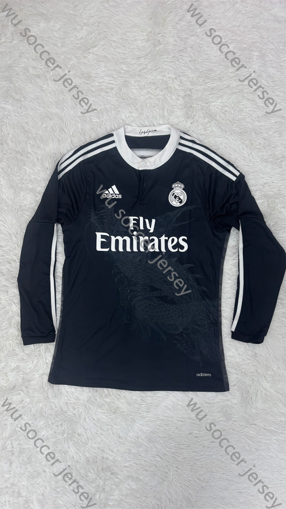 1:1 copy top quality 2017/2018 Real Madrid Away Retro Long sleeved blue white Soccer Jersey