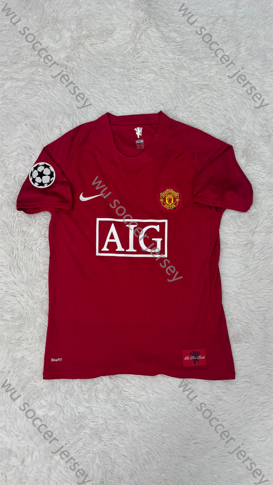 1:1 copy top quality 2007/2008 Manchester United Retro Home Soccer Jersey