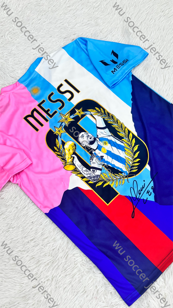 （S-XXL）1:1 Copy Top Quality 2025/2026  Messi 10 Barcelona Argentina Football Jersey （Fan Edition）