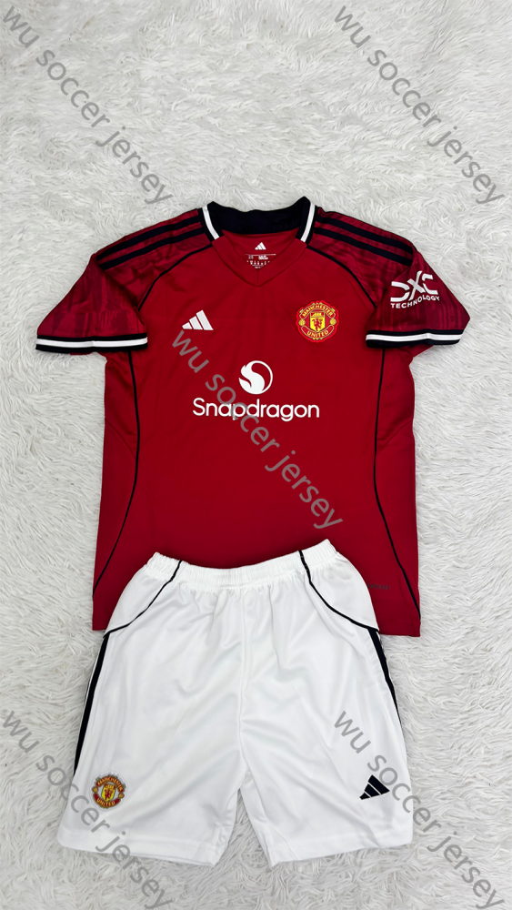 （16-28）1:1 Copy Top Quality 2025/2026 Manchester United Home Football Jersey (Kids)