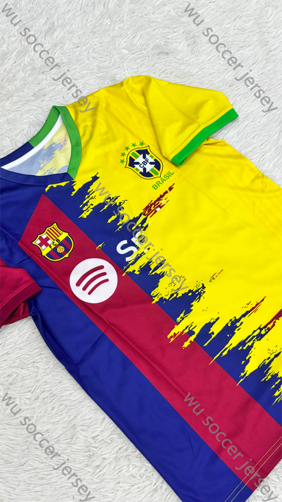 （S-4XL）1:1 Copy Top Quality 2025/2026 Barcelona Brazil Football Jersey （ Fan Edition）