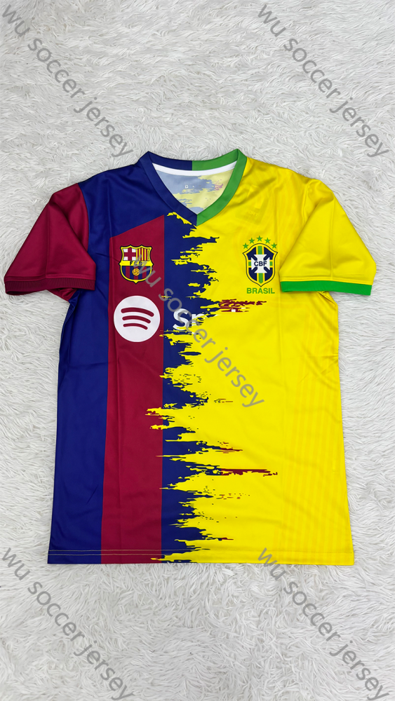 （S-4XL）1:1 Copy Top Quality 2025/2026 Barcelona Brazil Football Jersey （ Fan Edition）