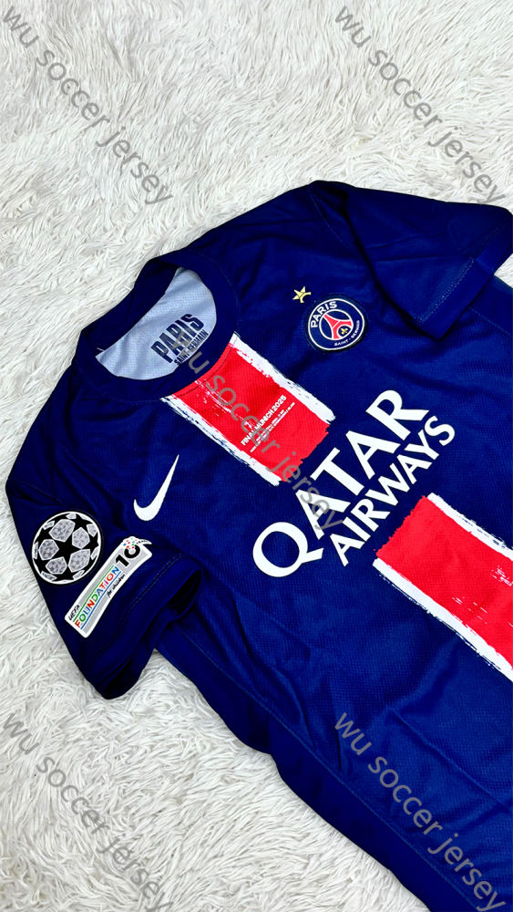 （S-4XL）1:1 Copy Top Quality 2024/2025 PSG Home UCL League Champions 25 Football Jersey （Fan Edition）（Players Edition）