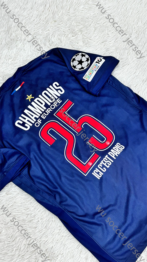 （S-4XL）1:1 Copy Top Quality 2024/2025 PSG Home UCL League Champions 25 Football Jersey （Fan Edition）（Players Edition）