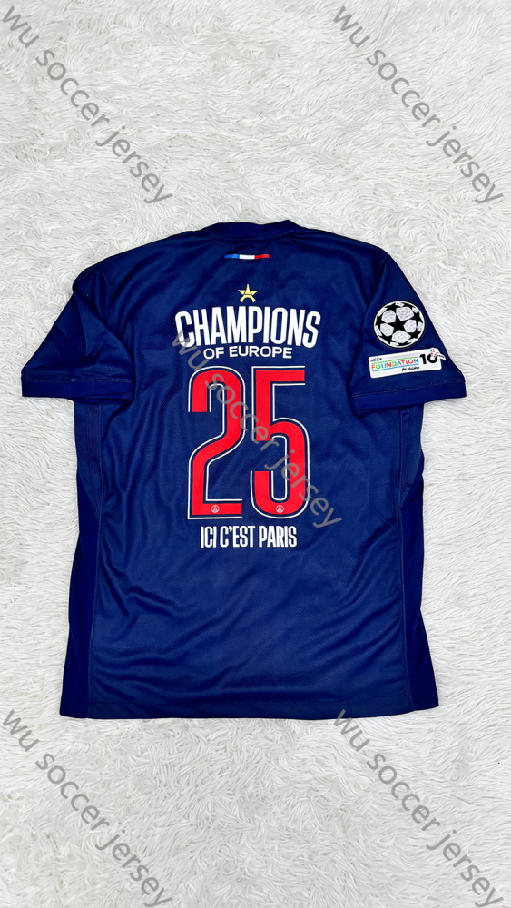 （S-4XL）1:1 Copy Top Quality 2024/2025 PSG Home UCL League Champions 25 Football Jersey （Fan Edition）（Players Edition）
