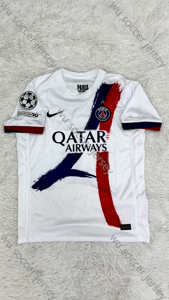 （S-4XL）1:1 Copy Top Quality 2024/2025 PSG Away UCL League Champions 25 Football Jersey （Fan Edition）（Players Edition）
