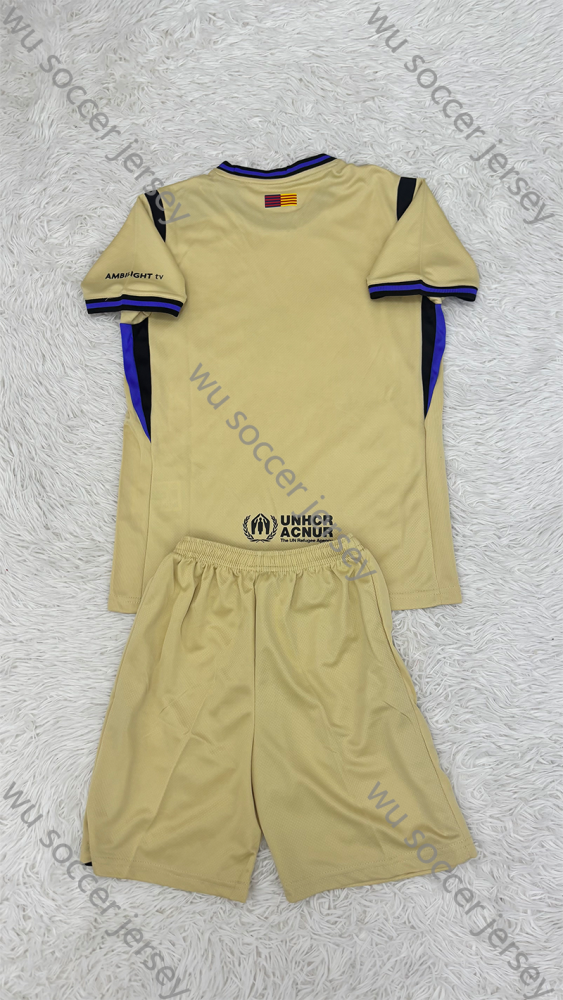 （16-28）1:1 Copy Top Quality 2025/2026 Barcelona Away Football Jersey (Kids)