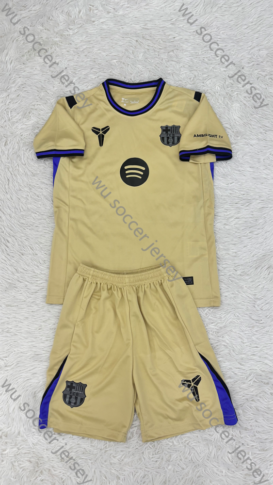 （16-28）1:1 Copy Top Quality 2025/2026 Barcelona Away Football Jersey (Kids)