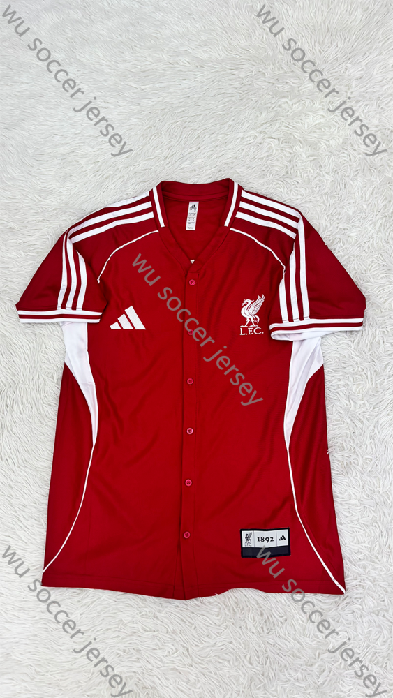 （S-4XL）1:1 Copy Top Quality 2025/2026 Liverpool Red Baseball uniform Football Jersey （ Baseball uniform）