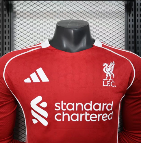 （S-4XL）1:1 Copy Top Quality 2025/2026 Liverpool Home Football Jersey （long sleeves）