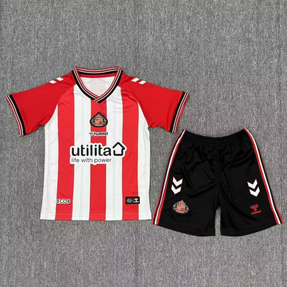 （16-28）1:1 Copy Top Quality 2025/2026 Sunderland Home Football Jersey (Kids)