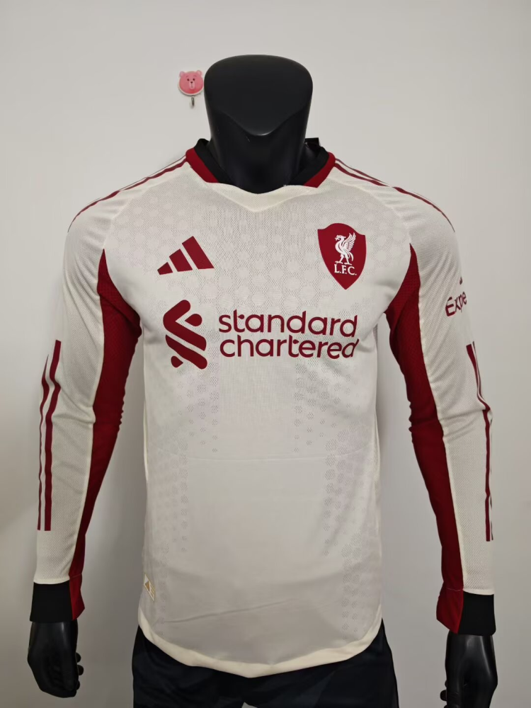 （S-4XL）1:1 Copy Top Quality 2025/2026 Liverpool Away long sleeves Football Jersey （Player Edition）