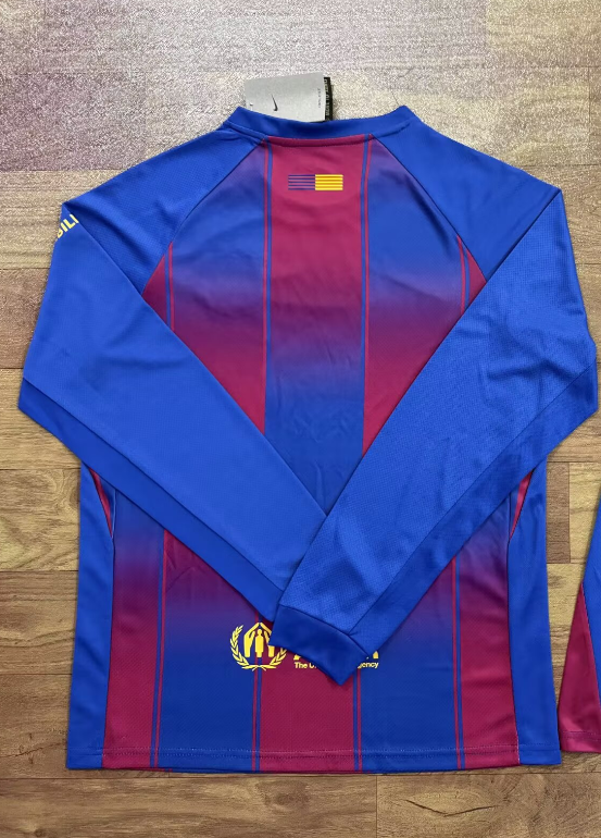 （S-4XL）1:1 Copy Top Quality 2025/2026 Barcelona Home long sleeve Football Jersey （ Fan Edition）
