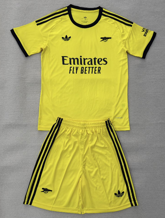 （16-28）1:1 Copy Top Quality 2025/2026 Arsenal Yellow Goalkeeper Football Jersey (Kids)