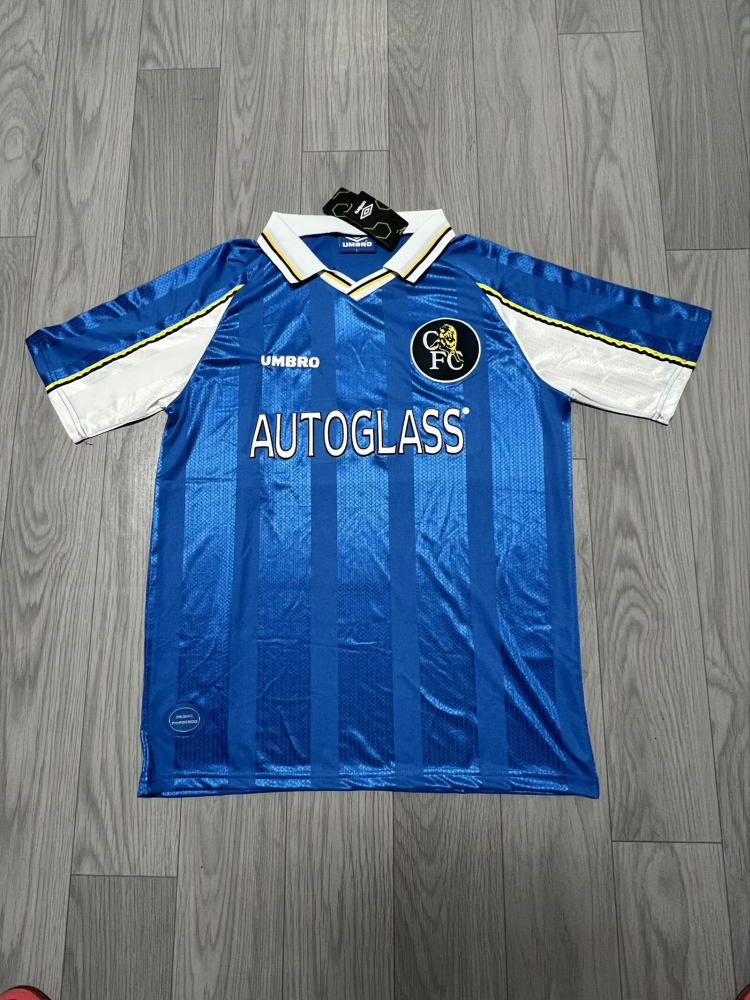 （S-XXL）1:1 Copy Top Quality 1997/1999 Chelsea Home Retro Football Jersey （ Fan Edition）