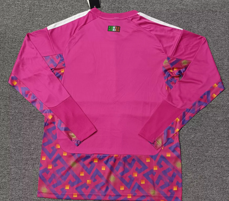 （S-4XL）1:1 Copy Top Quality 2026 Mexico Pink Goalkeeper long sleeves Football Jersey （ Fan Edition）