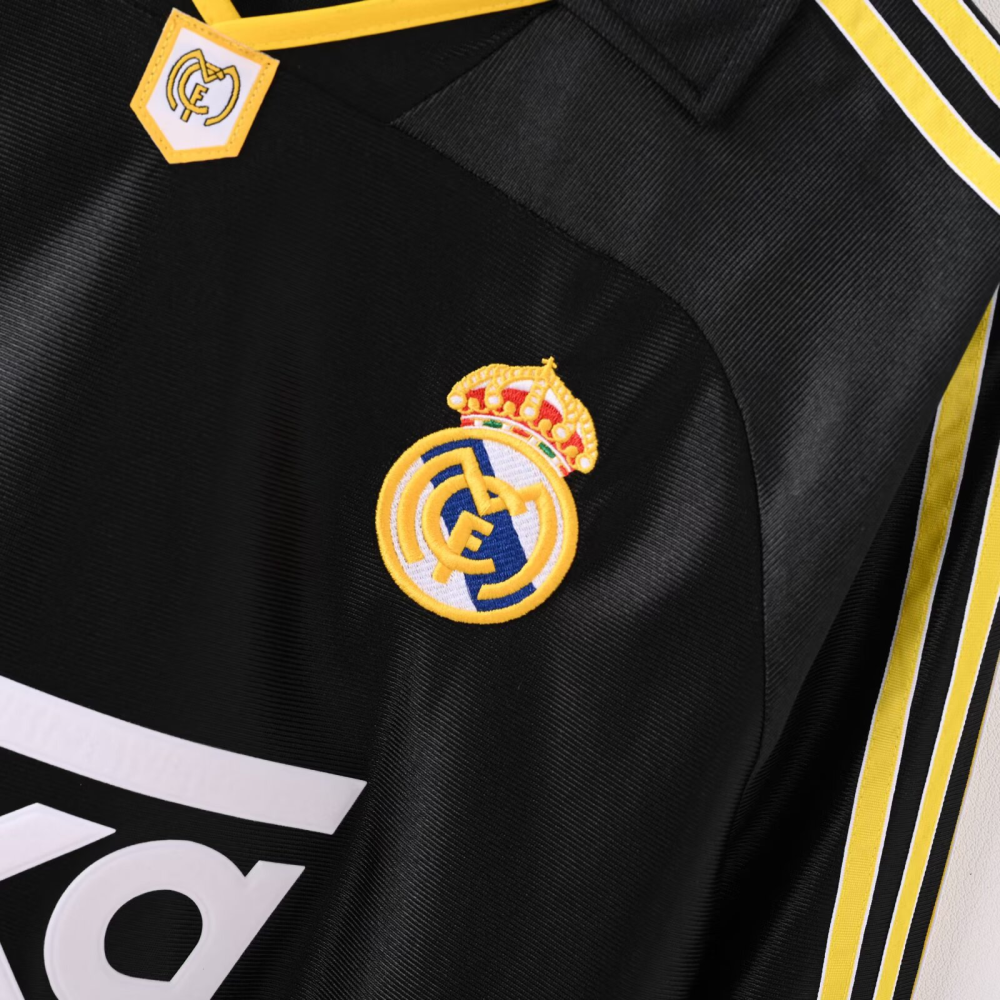 （S-2XL）1:1 Copy Top Quality 1998/2000 Real Madrid Away long sleeves Retro Football Jersey （Fan Edition）