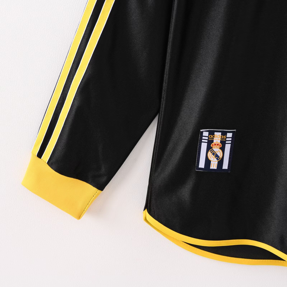 （S-2XL）1:1 Copy Top Quality 1998/2000 Real Madrid Away long sleeves Retro Football Jersey （Fan Edition）