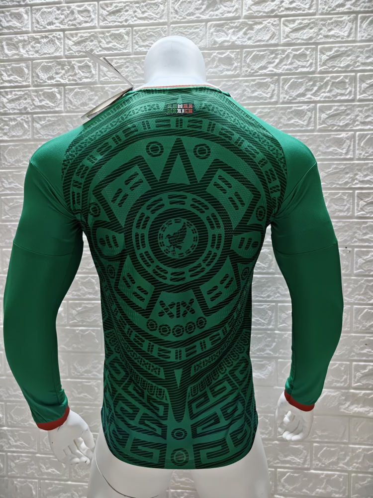 （S-2XL）1:1 Copy Top Quality 2026 Mexico Home long sleeves  Football Jersey （ Fan Edition）