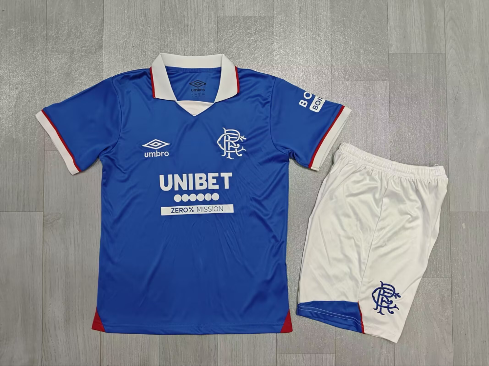 （S-4XL）1:1 Copy Top Quality 2025/2026 Glasgow Rangers Home Football Jersey （ Kids）