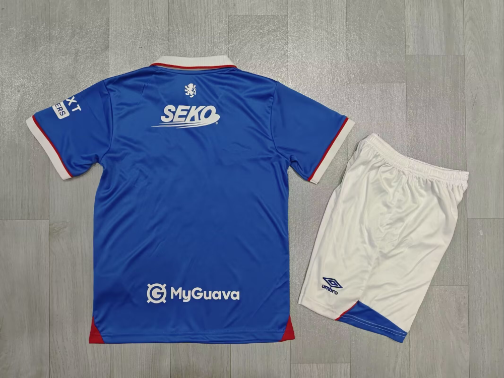 （S-4XL）1:1 Copy Top Quality 2025/2026 Glasgow Rangers Home Football Jersey （ Kids）
