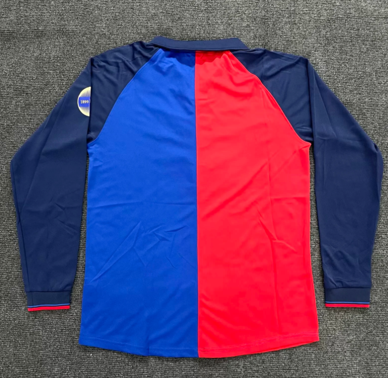 （S-2XL）1:1 Copy Top Quality 1899/1999 Barcelona Home long sleeves Retro Football Jersey （ Fan Edition）
