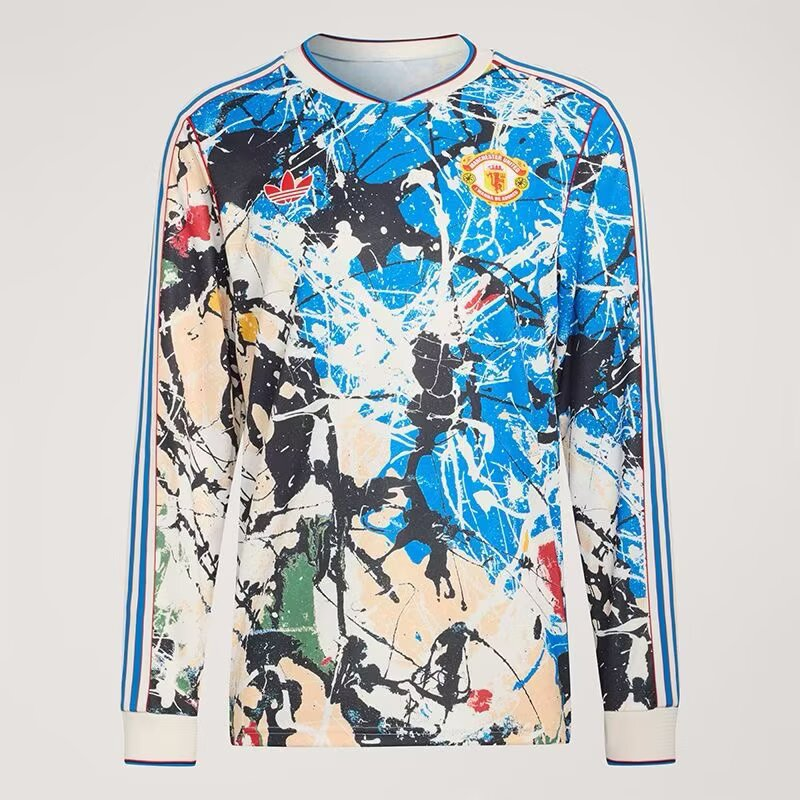 （S-4XL）1:1 Copy Top Quality 2026/2027 Manchester United Stone Roses Long sleeves Football Jersey （ Fan Edition）