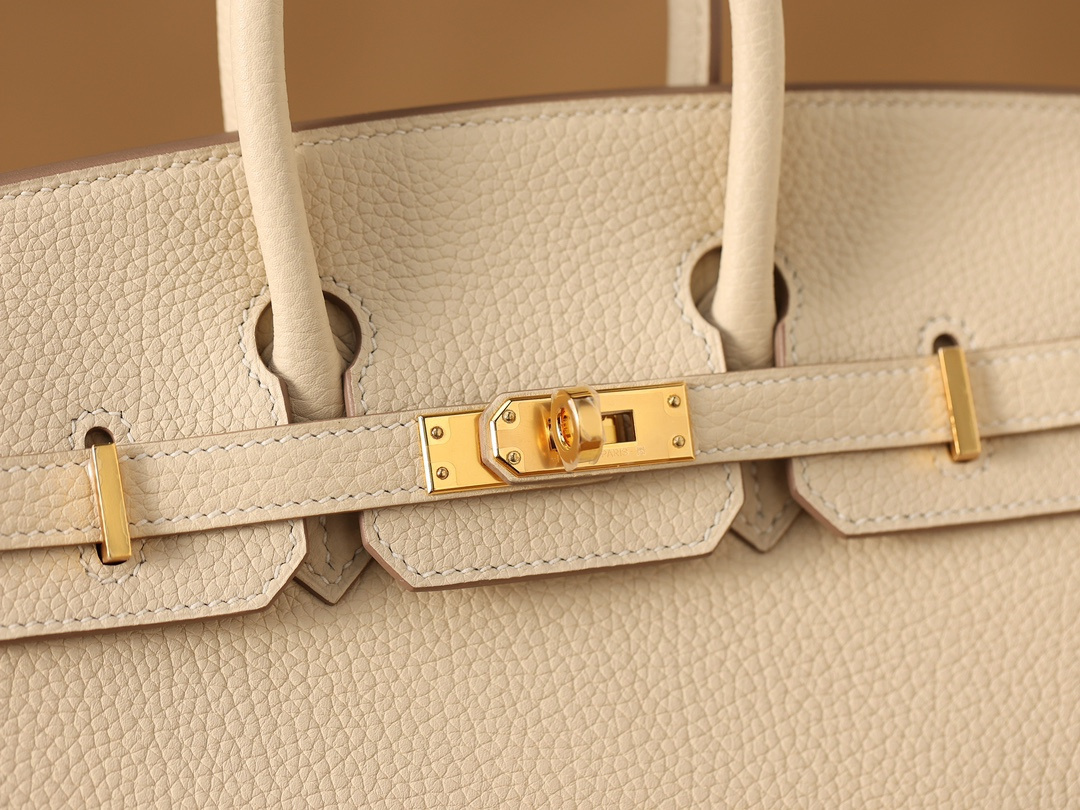 高仿真皮HermesBirkin25柏金包正品級別奶昔金扣