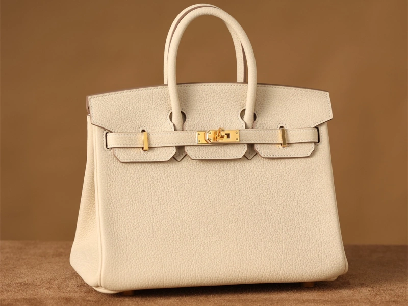 高仿真皮HermesBirkin25柏金包正品級別奶昔金扣