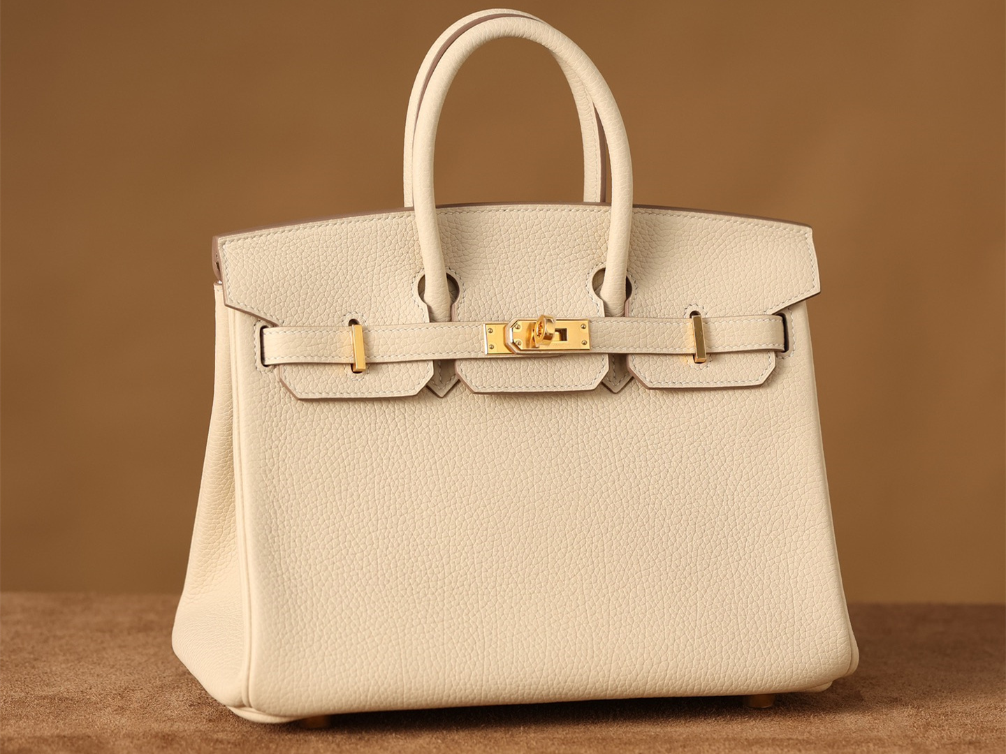 高仿真皮HermesBirkin25柏金包正品級別奶昔金扣