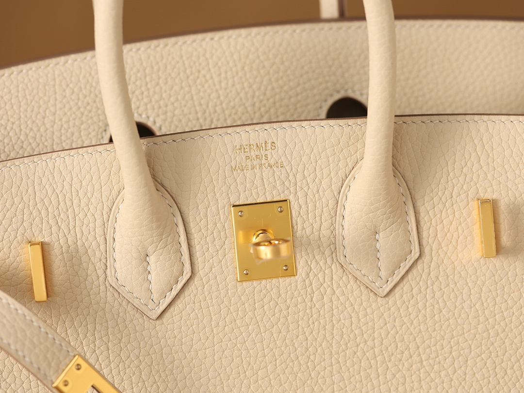 高仿真皮HermesBirkin25柏金包正品級別奶昔金扣