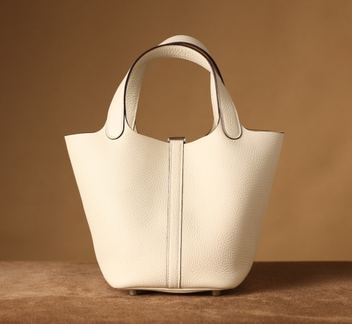 高仿奢侈品Hermes水桶包奶昔白銀扣原廠皮革