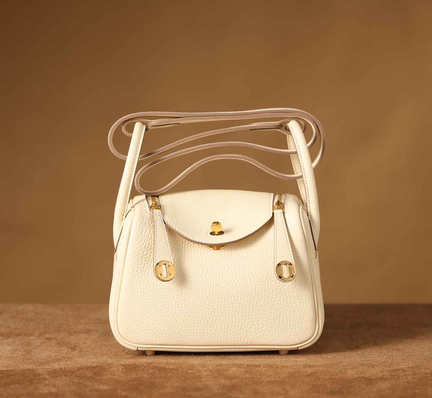 原單Hermes Lindy mini 奶油白金扣